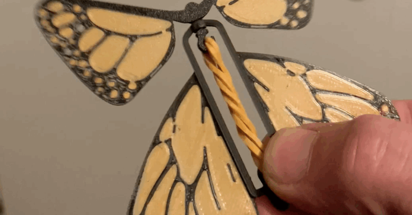3D Printed Windup Flying Butterfly