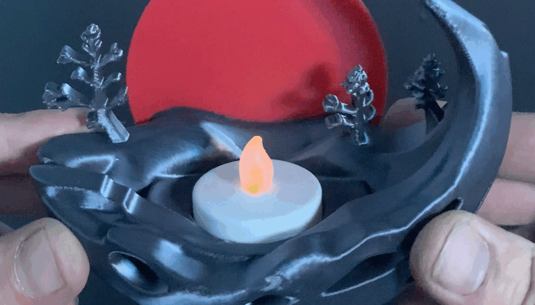 3D Printed Sunset Hill – LED Tea Light Holder
