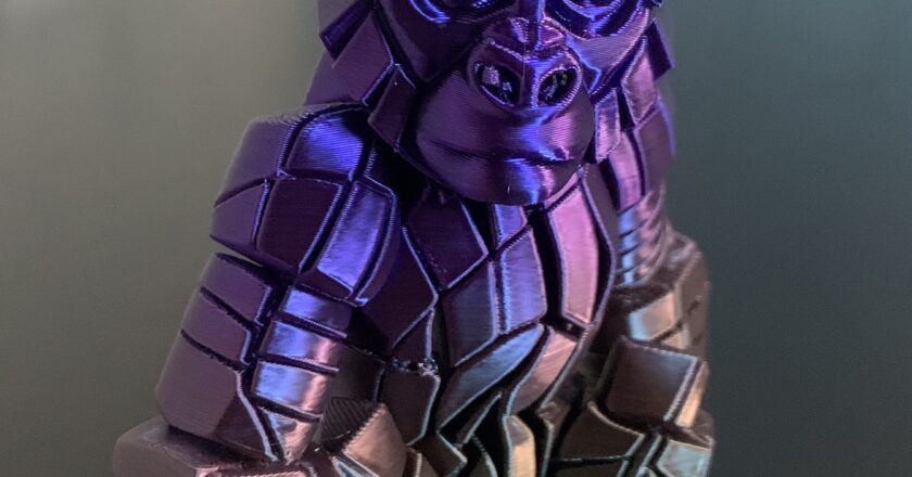 3D Printed Stone Baby Gorilla Statue